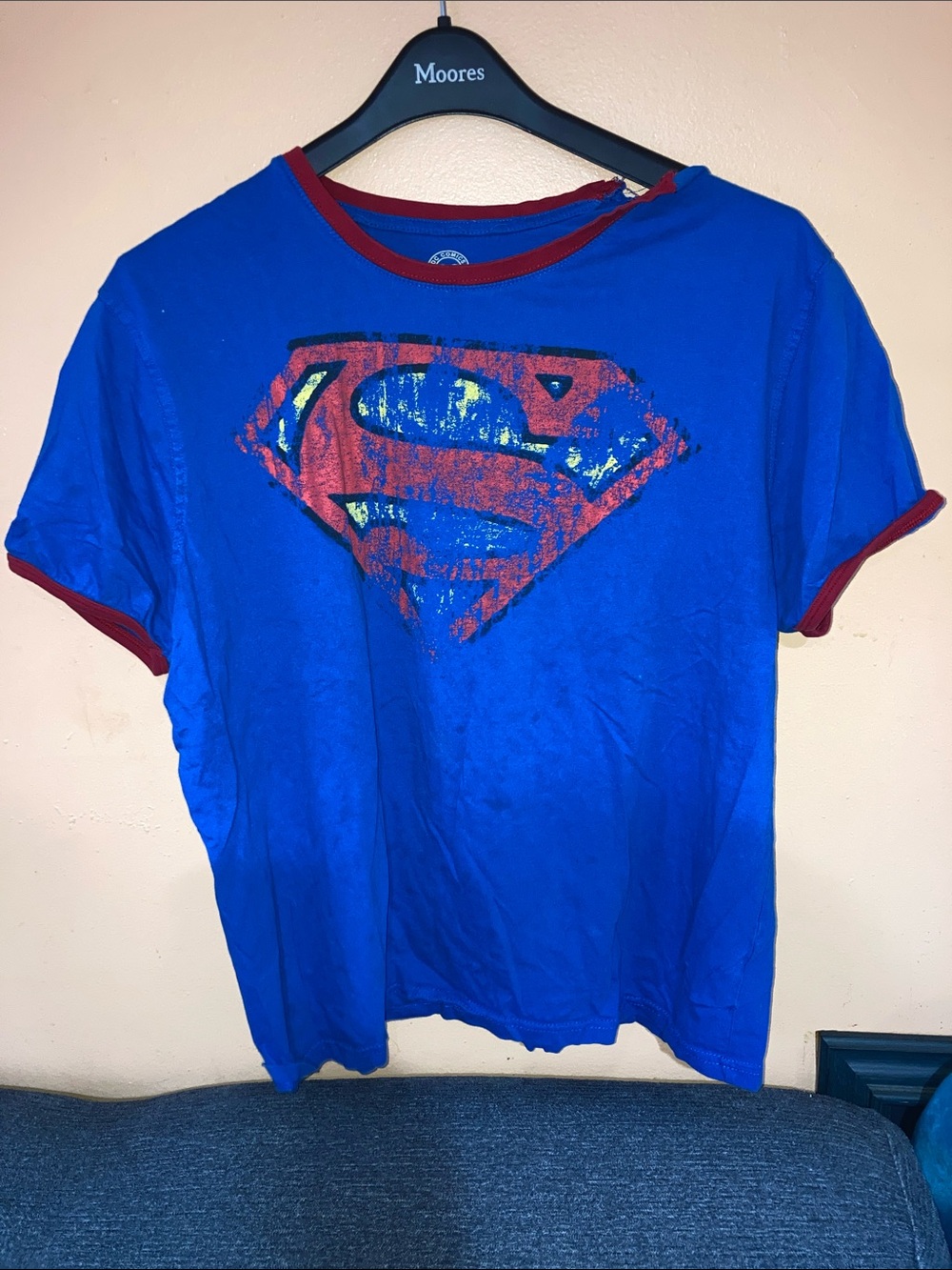 Vintage DC comics Blue Superman Graphic Tee with Red Trim